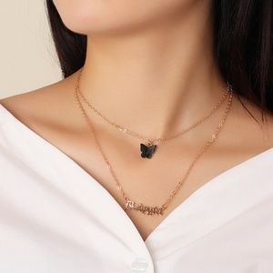 Black Babygirl Butterfly Necklace